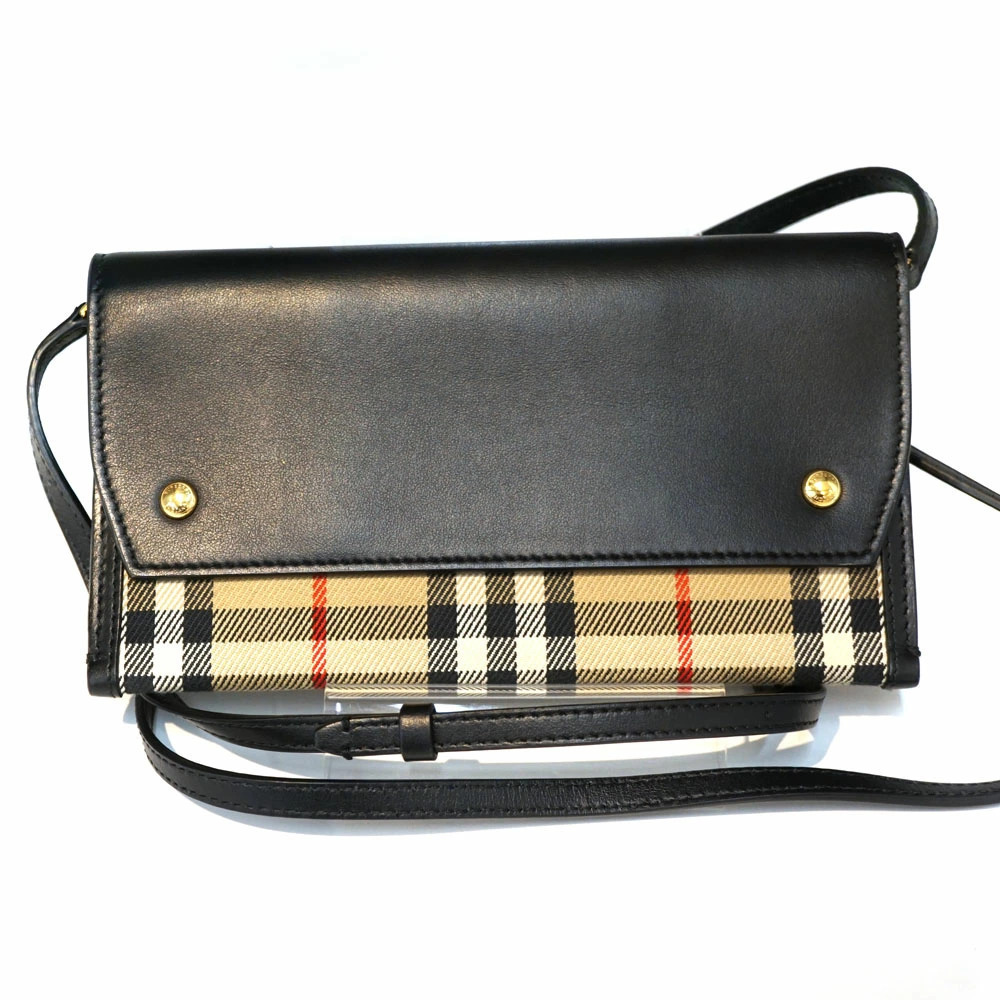 Burberry shoulder wallet check black beige
